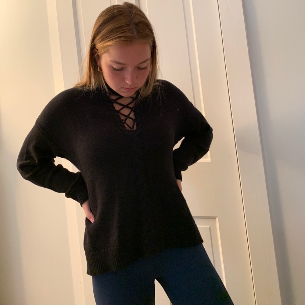 Kendall and Kylie lace up black sweater - Picture 2 of 5